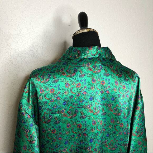 Victoria’s Secret Vintage Gold Label green floral button pajama top size Large - Picture 9 of 12